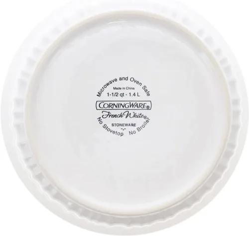 Vista 4 de CorningWare FS5 1.5qt - Cacerola redonda francesa blanca y F-5-PC 1.5qt tapa de plástico blanco francés