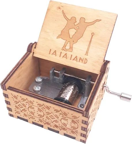Vista 14 de Youtang Amelie Caja de Música de Manivela Caja Musical Tallada de Madera, Toca la Canción Temática de Amelie, Azul