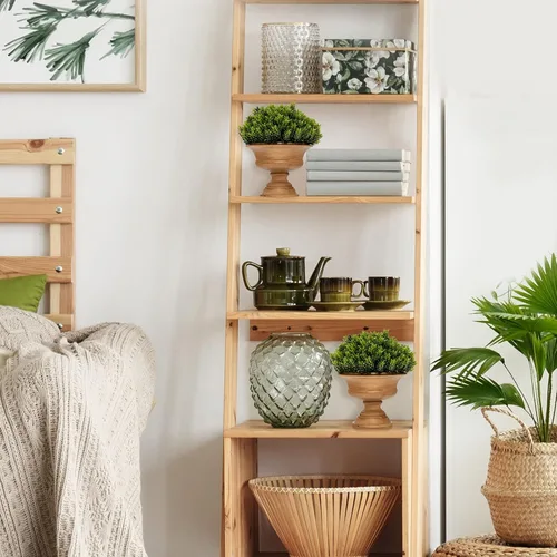 Vista 9 de Goplus Paquete de 4 árboles topiarios artificiales de boj, mini plantas de vegetación falsas, pequeñas plantas decorativas de imitación, plantas