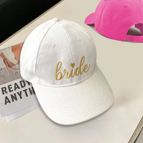Vista 5 de PartyGifts&beyond Sombrero de béisbol de dama de honor, paquete de 6 sombreros de despedida de soltera, sombrero de escuadrón de novia para regalo
