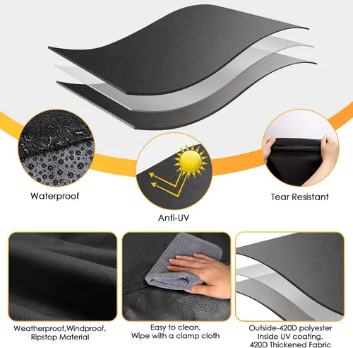 Vista 5 de Funda para parrilla de 32 pulgadas para parrilla al aire libre, impermeable, resistente a la intemperie, resistente a los rayos UV y a