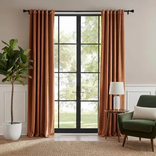 Vista 22 de RYB HOME Cortinas de terciopelo 100% opacas para sala de estar, cortinas de guardería con bloqueo de luz, 2 paneles, cortinas de ventana con Beige