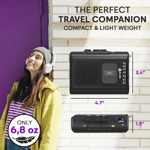 Vista 7 de KLIM K8 Reproductor de Casetes Portátil + Grabadora de Casetes + Nuevo + Reproductor de Casetes Walkman AM/FM + Micrófono y Altavoz Integrados +
