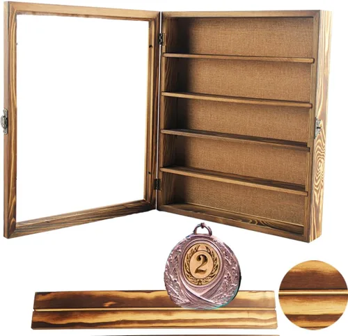 Vista 10 de Marco de caja de sombra de 14 x 17 pulgadas con 4 estantes, vitrina de memoria profunda con estantes móviles, se utiliza para recoger medallas