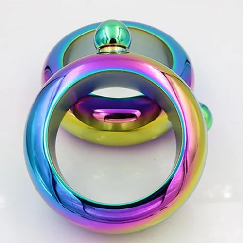 Vista 7 de 3.5oz suave acero inoxidable pulsera portátil frasco de cadera para almacenar whisky/alcohol colorido
