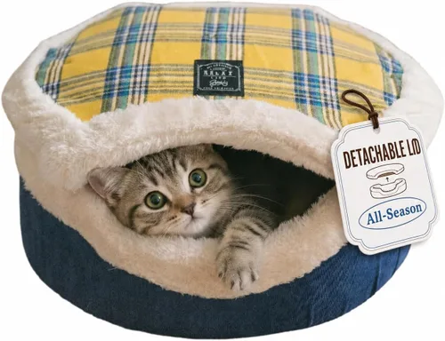 Vista 9 de Cueva de cama para gatos - Escondite cerrado con tapa desmontable