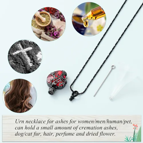 Vista 35 de Imrsanl Collar de urna de árbol de la vida con forma de corazón, joyería de cremación para hombres y mujeres, recuerdo, joyería conmemorativa