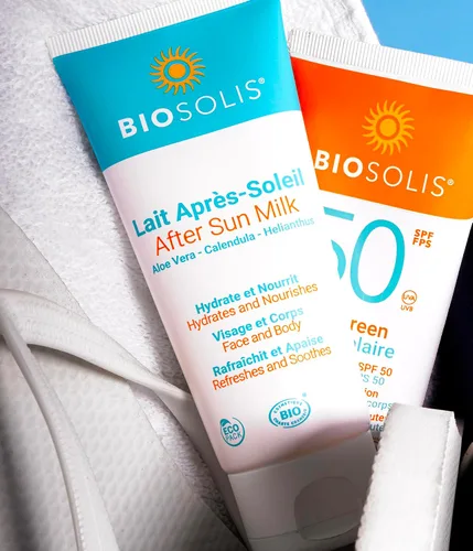 Vista 5 de Biosolis Leche After Sun - Suaviza y calma tu piel después de la exposición al sol - Calma y refresca tu cara y cuerpo - Cremosa y penetra la piel