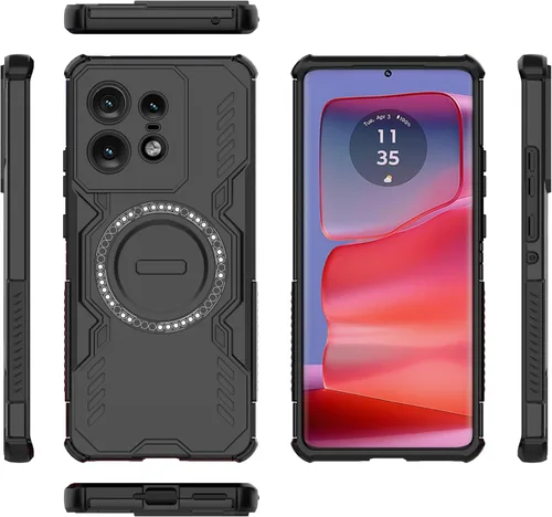 Vista 133 de Funda compatible con Motorola Edge 50, compatible con carga inalámbrica MagSafe [PC + TPU] 2 en 1 funda magnética protectora anticaída para Rojo