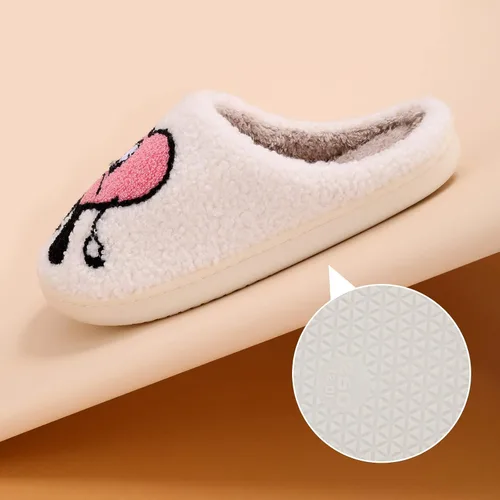 Vista 4 de Qubuwalk Christmas Elk Slippers Bad Cute Bunny Slippers Warm Fuzzy Slippers Cozy House Slippers for Women Men Slip-on Indoor Outdoor Slippers