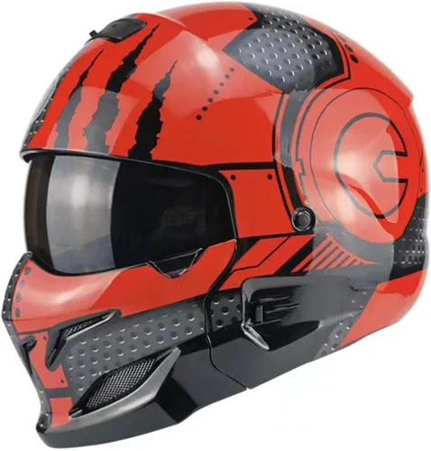 Vista 7 de Cascos modulares de cara abierta, casco de motocicleta de cara completa unisex para adultos, scooter, Street Bike Cruiser aprobado por DOT