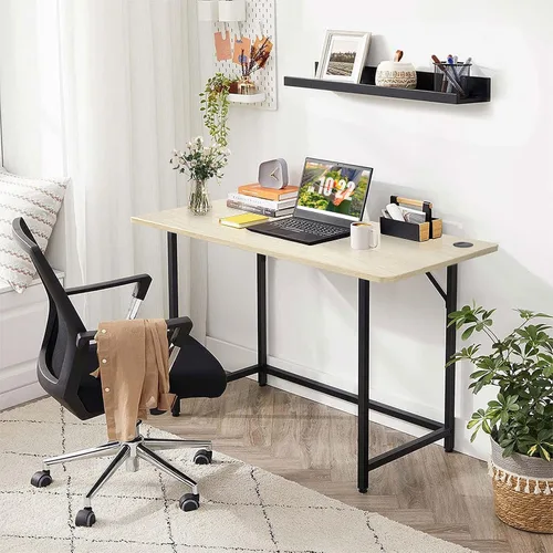 Vista 2 de COSTWAY Mesa universal, escritorio de madera maciza de una sola pieza para marco de escritorio estándar y ajustable en altura, encimera rectangular