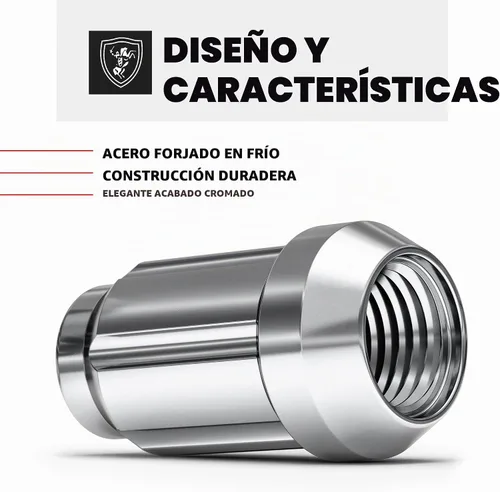 Vista 2 de White Knight 3806-20AM - Tuercas de rueda cromadas M12x1.25 con llave, paquete de 20