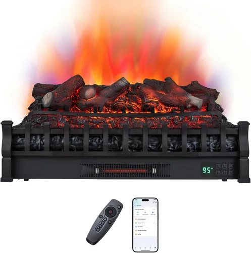Vista 14 de COSTWAY Juego de troncos para chimenea eléctrica de 26 pulgadas con llama