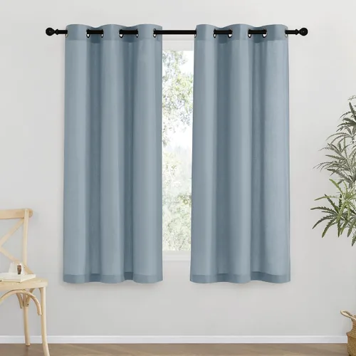 Vista 126 de NICETOWN - Cortinas de lino angora para ventana de cocina sobre el fregadero, con ojales, lino grueso angora, tratamientos cortos para ventanas