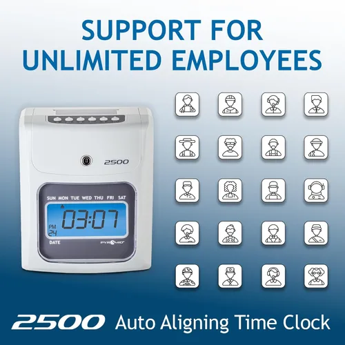 Vista 6 de Pyramid Time Systems Small Business 2500 Time Clock Bundle, empleados ilimitados, marfil