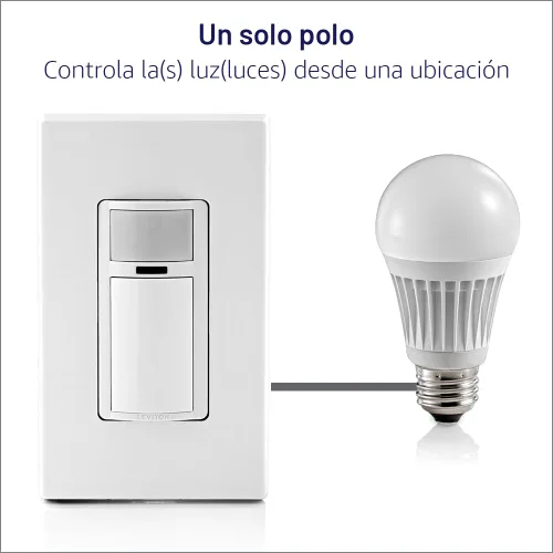 Vista 12 de Leviton Interruptor de luz con sensor de movimiento, activado por movimiento, encendido/apagado automático o encendido manual, 2A, no requiere cable