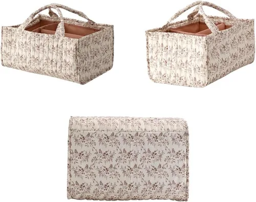 Vista 5 de Organizador floral de pañales para bebé, elegante cesta de almacenamiento resistente al agua para pañales y toallitas para bebé, organizador