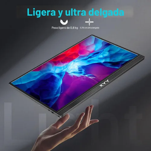 Vista 9 de KYY Monitor portátil de 15.6 pulgadas FHD 1080P USB C HDMI monitor de juegos ultra delgado pantalla IPS con cubierta inteligente y altavoces, Plug &