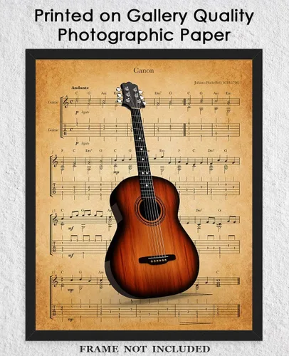 Vista 5 de Póster de guitarra vintage Canon: impresiones artísticas estéticas de pared para baño, hogar, cueva de hombre, dormitorio, oficina y bar, idea