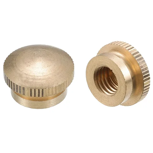 Vista 6 de uxcell Tuercas moleteadas para pulgar, 5 tuercas moleteadas de latón M3 x D10mm x H8mm con collar de cabeza alta con agujero ciego moleteado