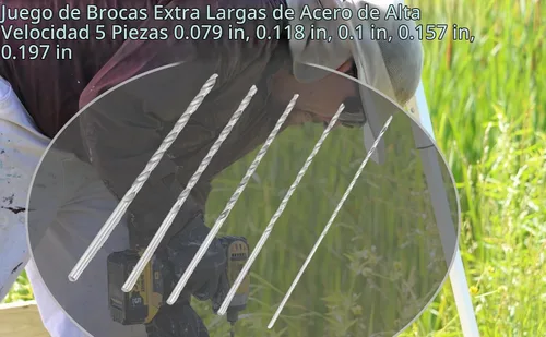 Vista 2 de Juego de brocas de acero extralargas de alta velocidad, herramienta de broca de vástago recto de calor, taladro de longitud larga, cinco tamaños