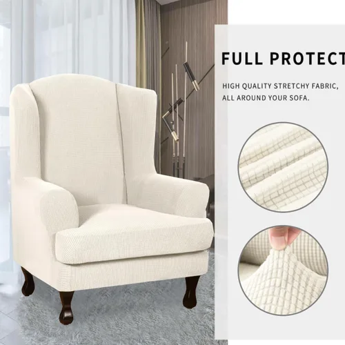 Vista 4 de INFLAG Fundas para silla con respaldo de ala, fundas elásticas de elastano para silla con respaldo de ala, fundas para sofá, fundas lavables
