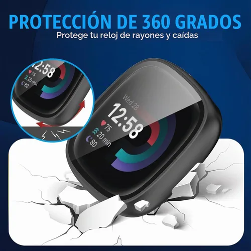 Vista 5 de Paquete de 6 fundas protectoras de pantalla para Fitbit Sense 2 / Versa 4 [cobertura completa], parachoques de policarbonato duro, accesorios