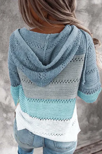Vista 2 de SMENG Sudadera con capucha de punto ligero para mujer y sudadera con cremallera