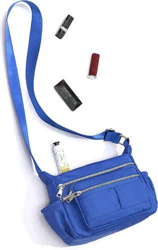 Vista 3 de Chinllo Bolso cruzado de nailon para mujer, con múltiples bolsillos, espacioso, bolso de hombro con correa