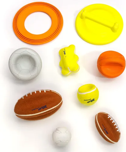 Vista 11 de Nylabone Power Play Gripz Pelota de fútbol de fieltro con cuerda de agarre de goma, pelota con pito para perros, mediana (1 unidad)