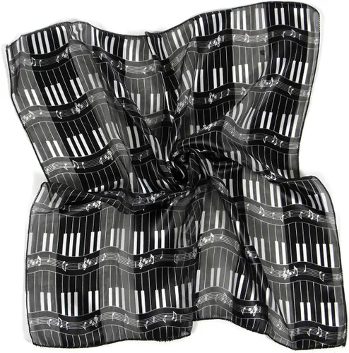 Vista 2 de SERENITA Pañuelo de satén para el cabello para mujer, regalo de notas musicales, bandana, bandana de seda con sensación de cuello cuadrado