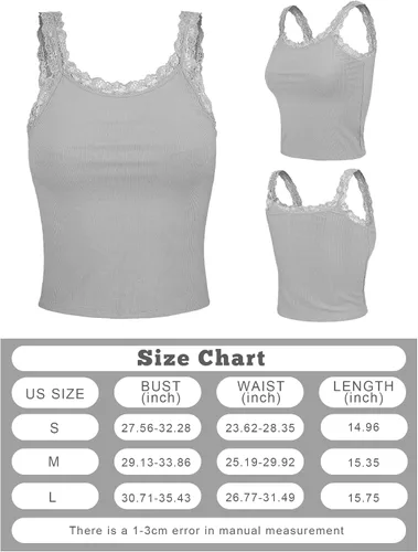 Vista 3 de Sintege Camiseta sin mangas de encaje para mujer, 3 piezas, camisola de encaje, sin mangas, con ribete de encaje, Y2K