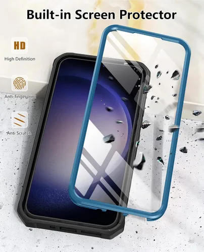Vista 5 de FNTCASE Funda para Samsung Galaxy S23-Plus funda protectora texturizada de doble capa y carcasa de TPU resistente con soporte, protección contra