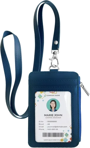 Vista 19 de Bolimoss Porta credenciales y chaleco con tarjetero 2 en 1, soportes para tarjetas de crédito con cordón de cuello desmontable, cartera de cuero