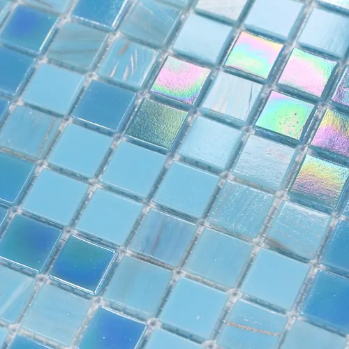 Vista 16 de Azulejo de mosaico de vidrio azul azul celeste de 11.5 pies cuadrados