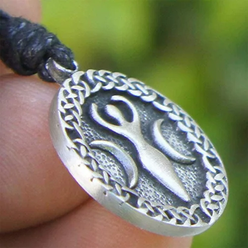 Vista 7 de Deidad Lunar Selene Artemis Luna Diosa Celta Magia Pagana Wicca Joyería Wicca Collar Colgante de Peltre Dinero de la fortuna Amuleto Protección