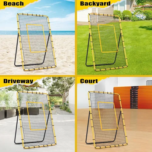 Vista 5 de Volleyball Rebounder Net 7x4 ft -5 Angles Adjustable, Outdoor Portable or Home Training Equipment, Backyard Volleyball Trainer with Rebound Net