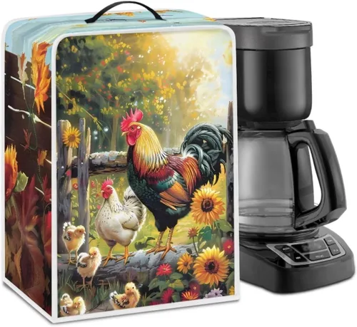 Vista 46 de Mumeson Funda para cafetera de girasol, extra grande, ligera, con asa, cubierta para máquina de café, tostadora, cubierta a prueba de polvo