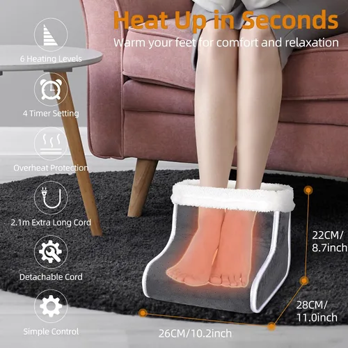 Vista 2 de Calentador de Pies Eléctrico con Calefacción - KLADNDER Calentador de Pies con Calefacción para Hombres y Mujeres, Calentador de Pies con 6