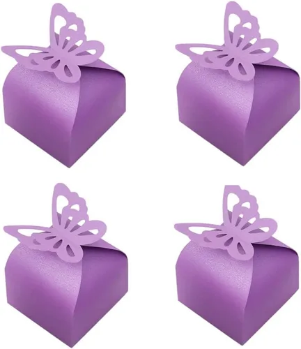 Vista 5 de KUPOO 50 cajas pequeñas de regalo de mariposa amarilla, caja de dulces para baby shower, cajas de regalo de mariposa pequeñas, regalos de fiesta