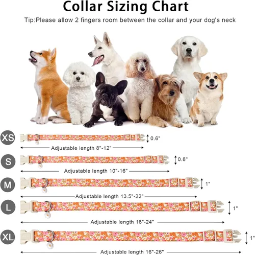 Vista 52 de Aring Pet Collar de algodón, ligero y ajustable, con hebilla de liberación rápida, para perros pequeños, medianos y grandes, para cachorros, S, Hoja