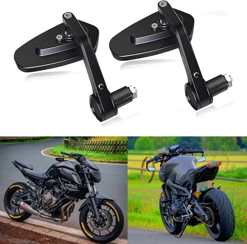 Vista 2 de Espejos de extremo de barra – Universal 7/8 estándar azul lente retrovisor flecha lateral compatible con Sportster 883 Street Bike Dirt Bike chopper