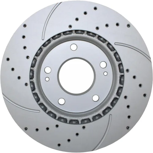 Vista 7 de Rotores de disco ventilados con revestimiento ranurado perforado de 11.024 in y Akebono ProACT Pad Set Hardware Sensor acústico Kit de freno