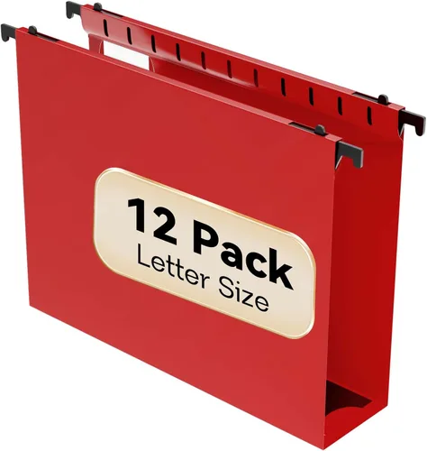 Vista 10 de Carpeta colgante de archivos de capacidad extra en plástico tamaño carta, paquete de 12 carpetas colgantes reforzadas con expansión de 2 pulgadas