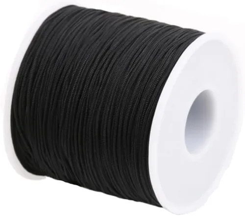 Vista 2 de Cordón de nailon de 0.020 in, hilo de ajuste para nudos chinos, collares, joyería, macramé, cuentas, pulseras de 150 yardas (negro)