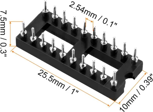 Vista 2 de Adaptador de enchufe de chip IC DIP para soldadura [para placa de circuito PCB] - Paso de 0.100 in, 20 pines redondos, 10 piezas