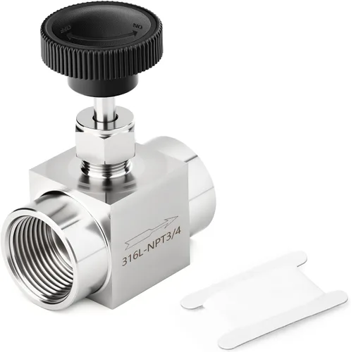 Vista 52 de TAISHER Válvula de aguja de acero inoxidable 316 con mango de rueda 1/2 "NPT macho x 1/2" NPT hembra