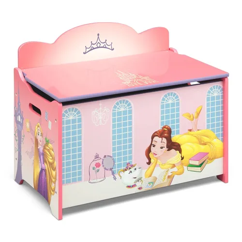Vista 5 de Delta Children Silla tapizada, princesa Disney y caja de juguetes de lujo, princesa Disney