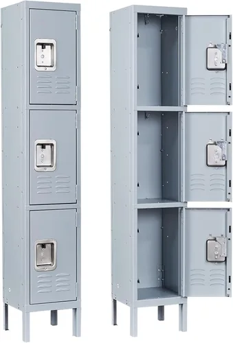 Vista 15 de Armario de metal con 15 puertas, armario de almacenamiento de metal con ganchos, armario de almacenamiento de 72 pulgadas para empleados, hogar